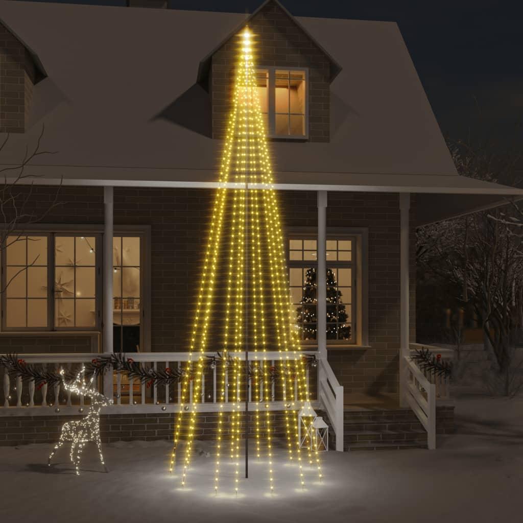 Christmas Tree on Flagpole Warm White 732 LEDs 500 cm vidaXL
