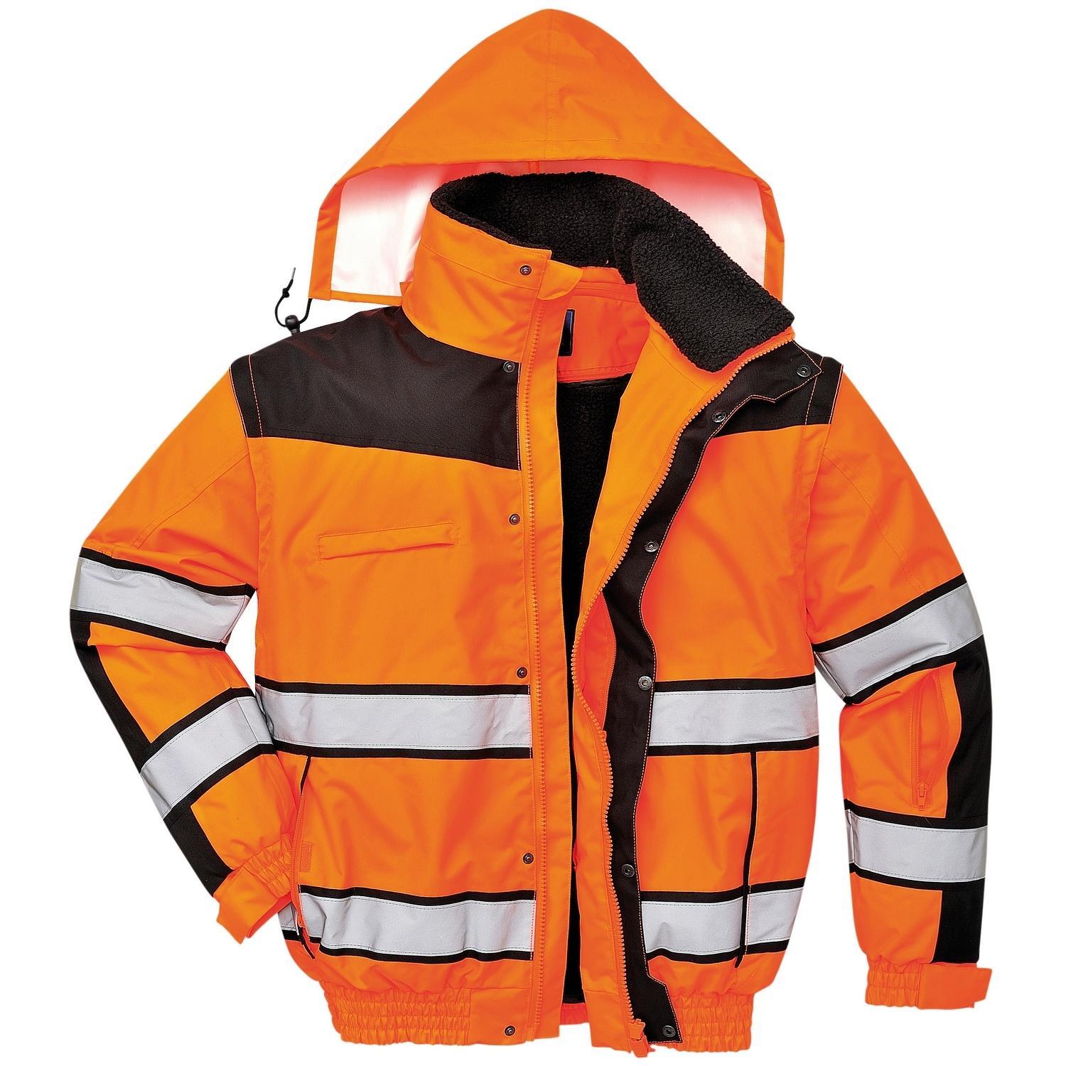 Portwest Mens High Visibility Classic All Weather Bomber Jacket (Orange/ Black) (M)