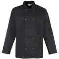 Premier Studded Front Long Sleeve Chefs Jacket / Chefswear (Black) (3XL)