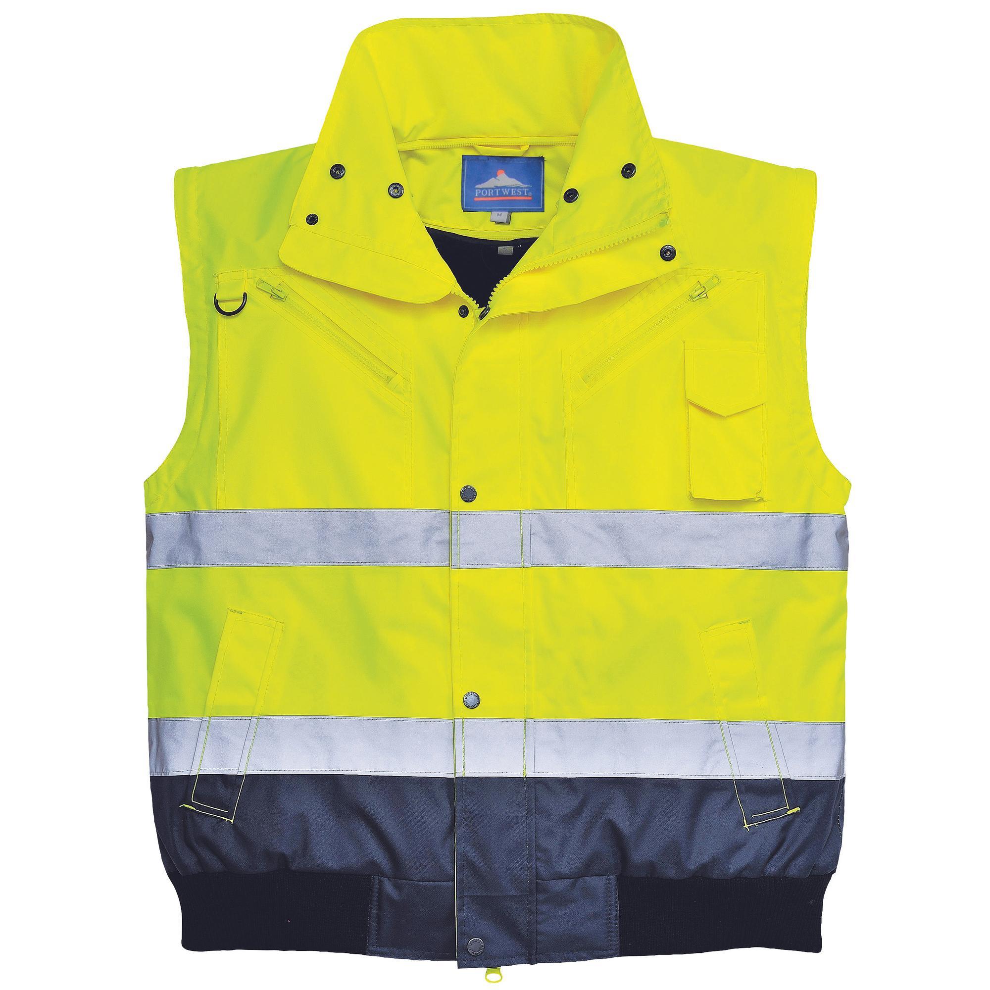 Portwest Mens 3 In 1 Hi-Vis Bomber Jacket (C465) / Workwear (Yellow/Navy) (L)