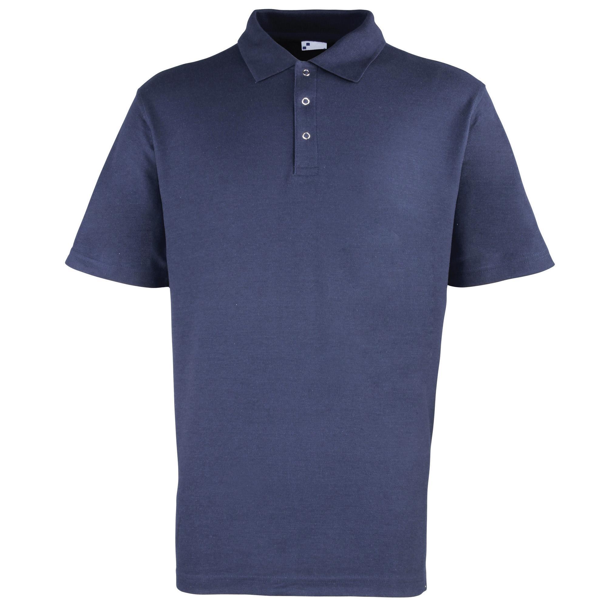 Premier Mens Stud Heavyweight Plain Pique Polo Shirt (Navy) (3XL)