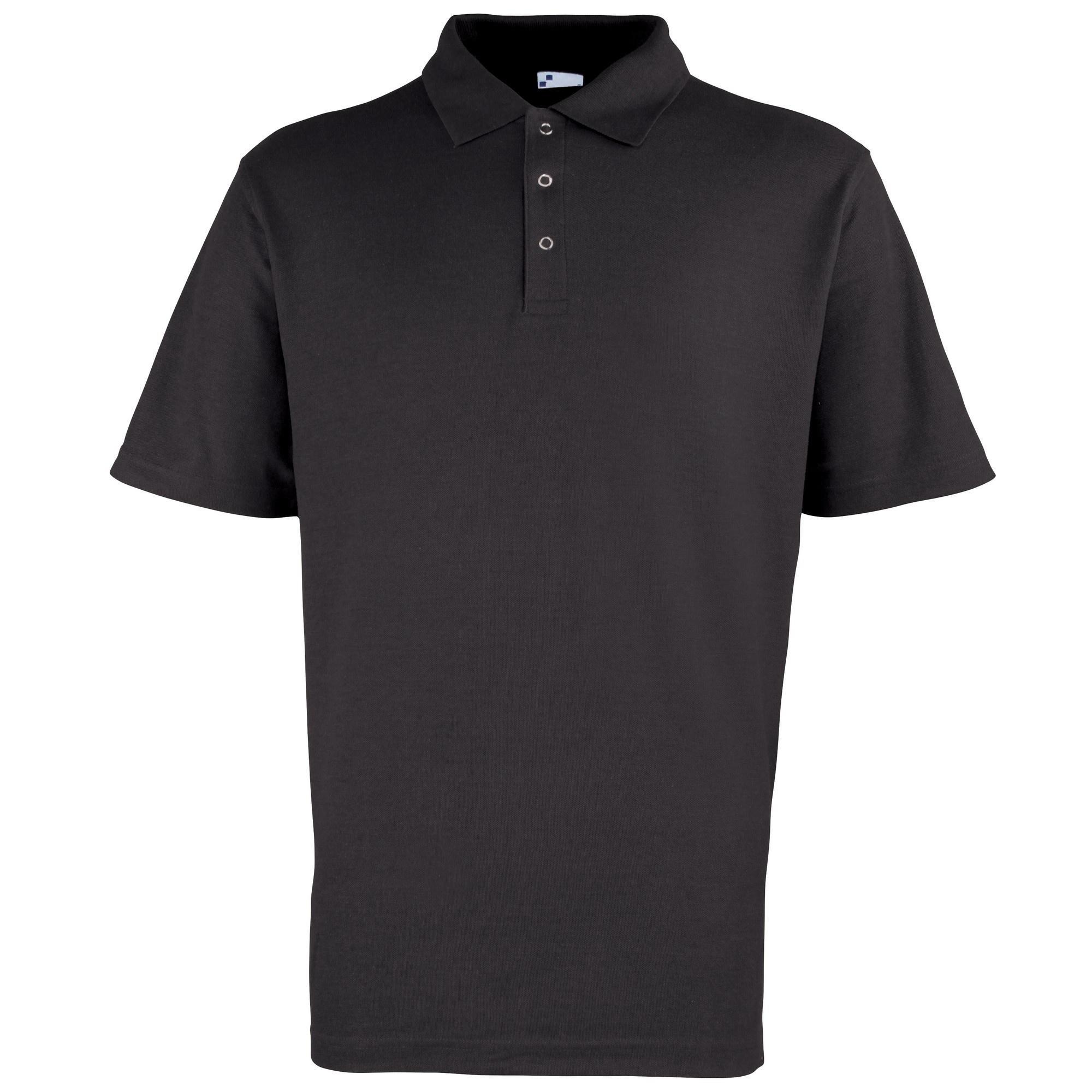 Premier Mens Stud Heavyweight Plain Pique Polo Shirt (Black) (S)