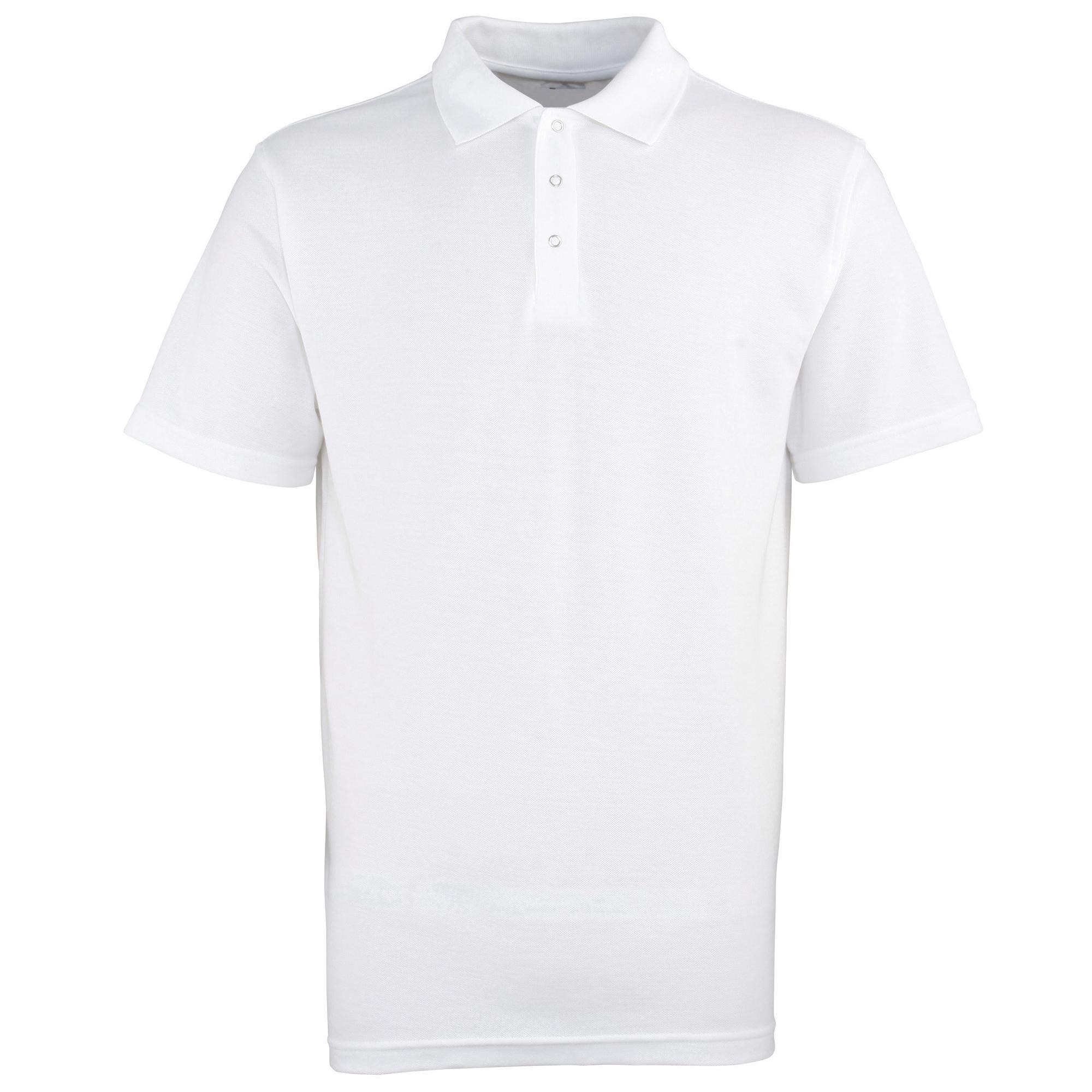 Premier Mens Stud Heavyweight Plain Pique Polo Shirt (White) (M)