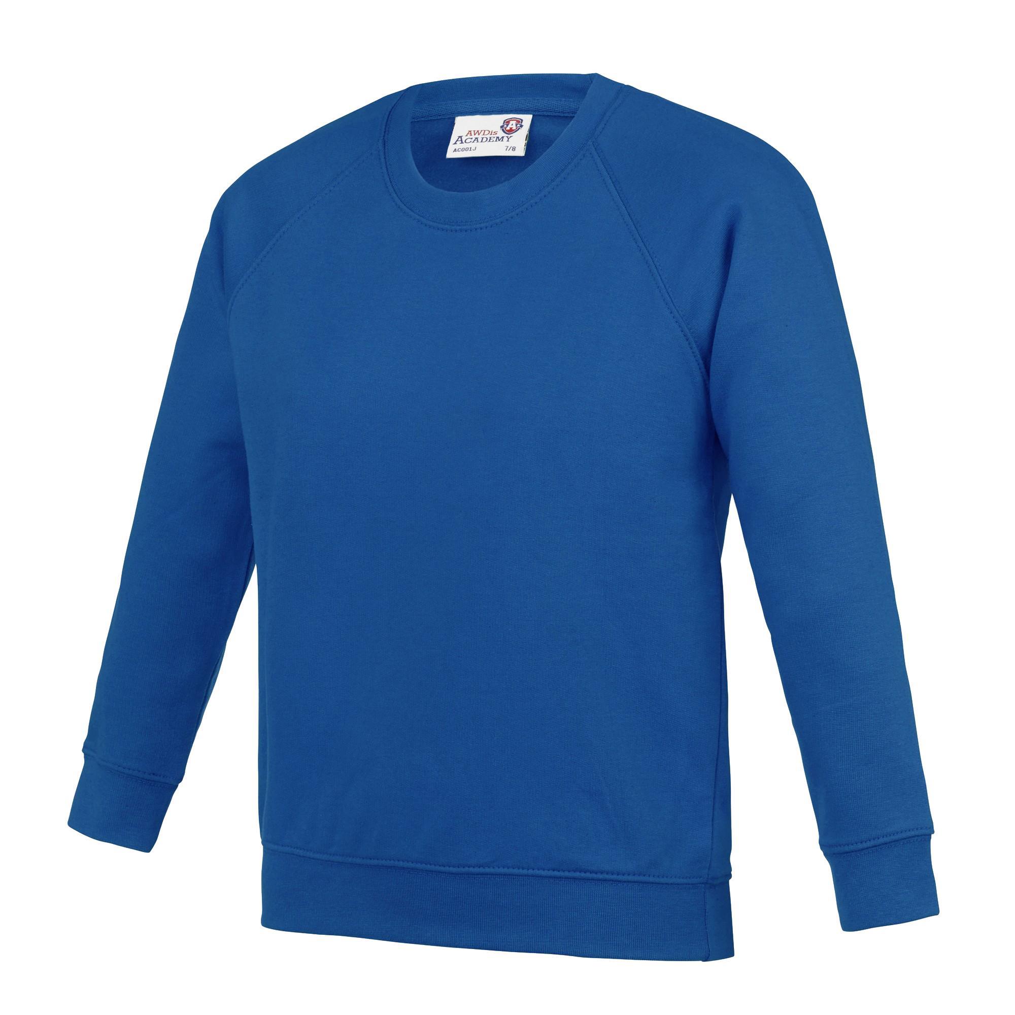 AWDis Academy Childrens/Kids Crew Neck Raglan School Sweatshirt (Pack of 2) (Royal Blue) (11-12 Years)