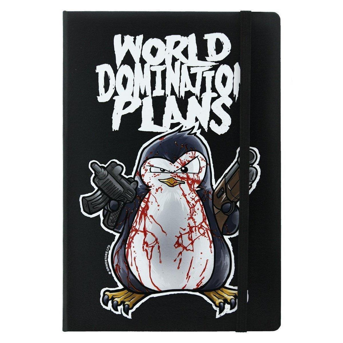 Psycho Penguin World Domination Plans A5 Hard Cover Notebook (Black) (One Size)
