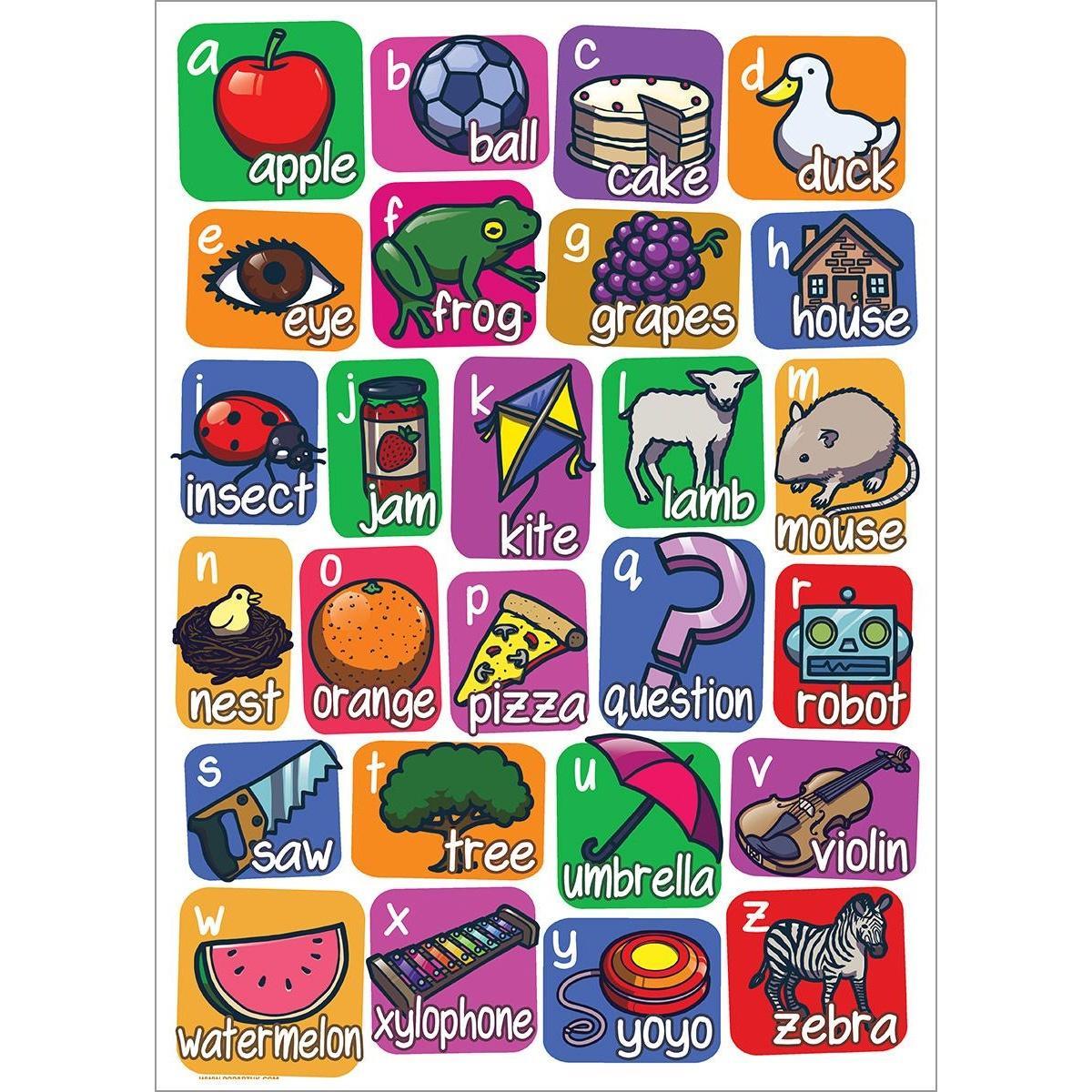 Grindstore Apple To Zebra Alphabet Poster (Multicoloured) (One Size)