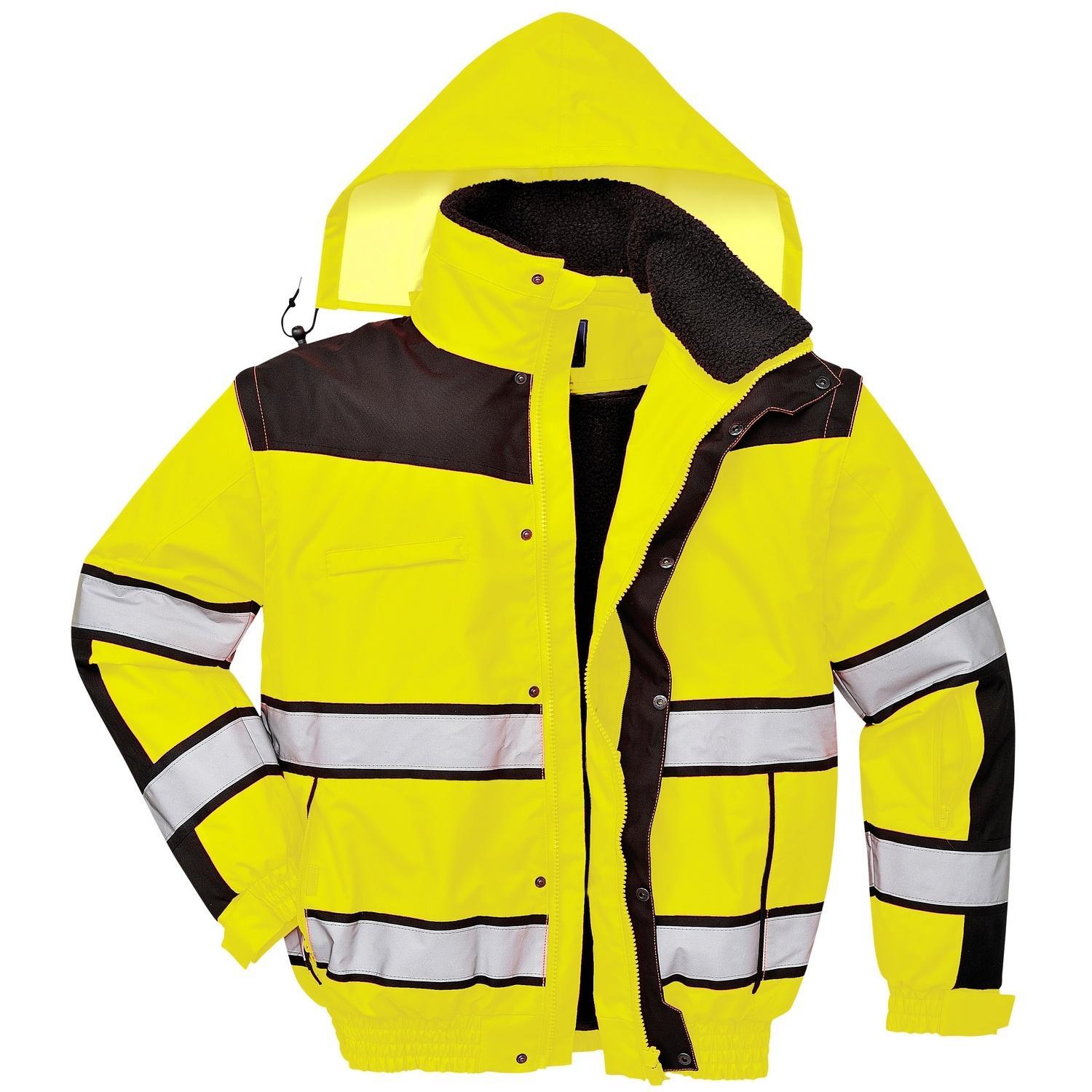 Portwest Mens High Visibility Classic All Weather Bomber Jacket (Yellow/ Black) (L)