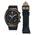 Pulsar Men's PT3984X2 Stainless Steel Black Dial Quartz Watch (? 42 mm, Brown Box)