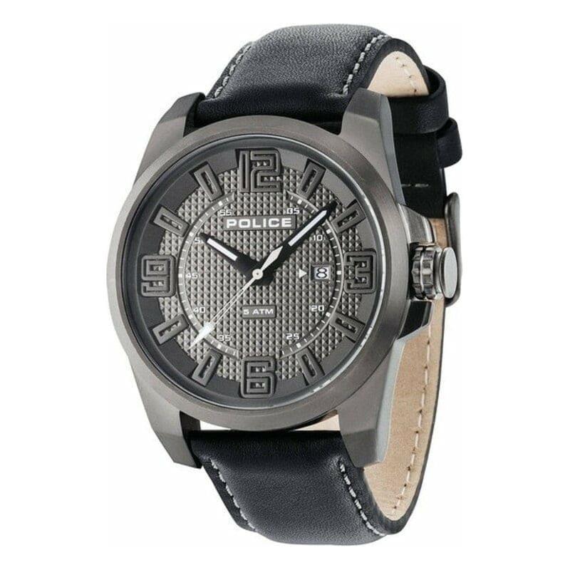 Premium Police Black Leather Men's Watches - Timeless Elegance and Durability