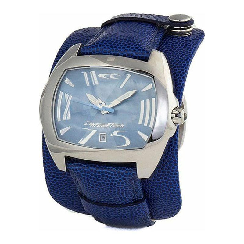 Formal Men's Blue Dial Leather Watch - Chronotech CT2188J-22, 47mm Diameter, Blue