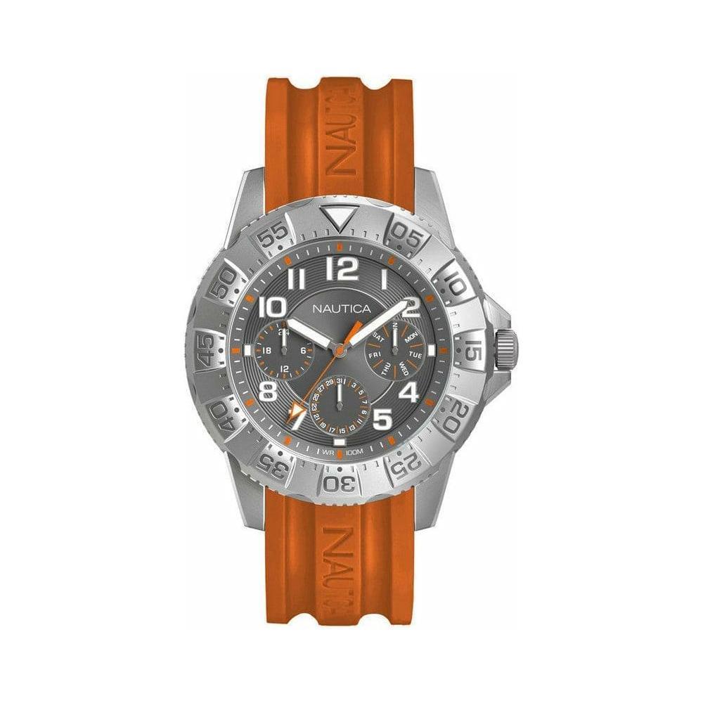 Nautica NAD13543G Men's Quartz Wristwatch - Grey Dial, Orange Silicone Strap (44mm) Replacement Orange Silicone Strap for Nautica NAD13543G Men's Quartz Wristwatch - Grey Dial (44mm)