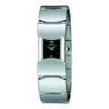 Pulsar PEG005 Ladies' Stainless Steel Quartz Watch, ? 22mm, Black Dial, Silver Bracelet