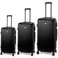 SWISS Luggage Suitcase Lightweight with TSA locker 8 wheels 360 degree rolling HardCase SN9780ABC 20" 24" 28" 3 Pieces Suitcase Black