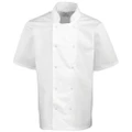Premier Unisex Studded Front Short Sleeve Chefs Jacket (White) (3XL)