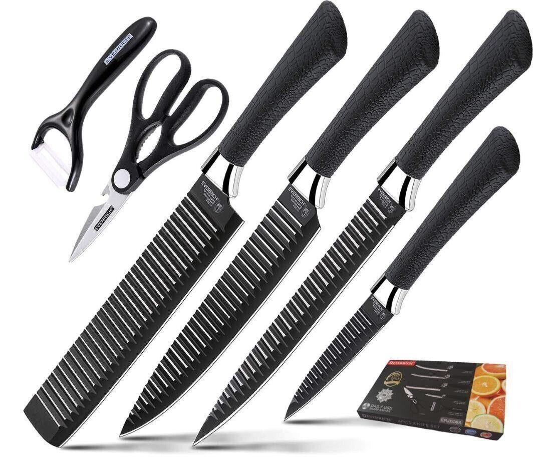 6 Pieces Kitchen Knife Set Everich Chef Knives Stainless Steel Nonstick Scissor