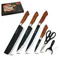 6pc Kitchen Knife Set Chef Knives Stainless Steel Nonstick Scissor Woodcolour