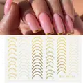3D Line French Nail Stickers Gold, Bronze Tips Self Adhesive Nail Decoration