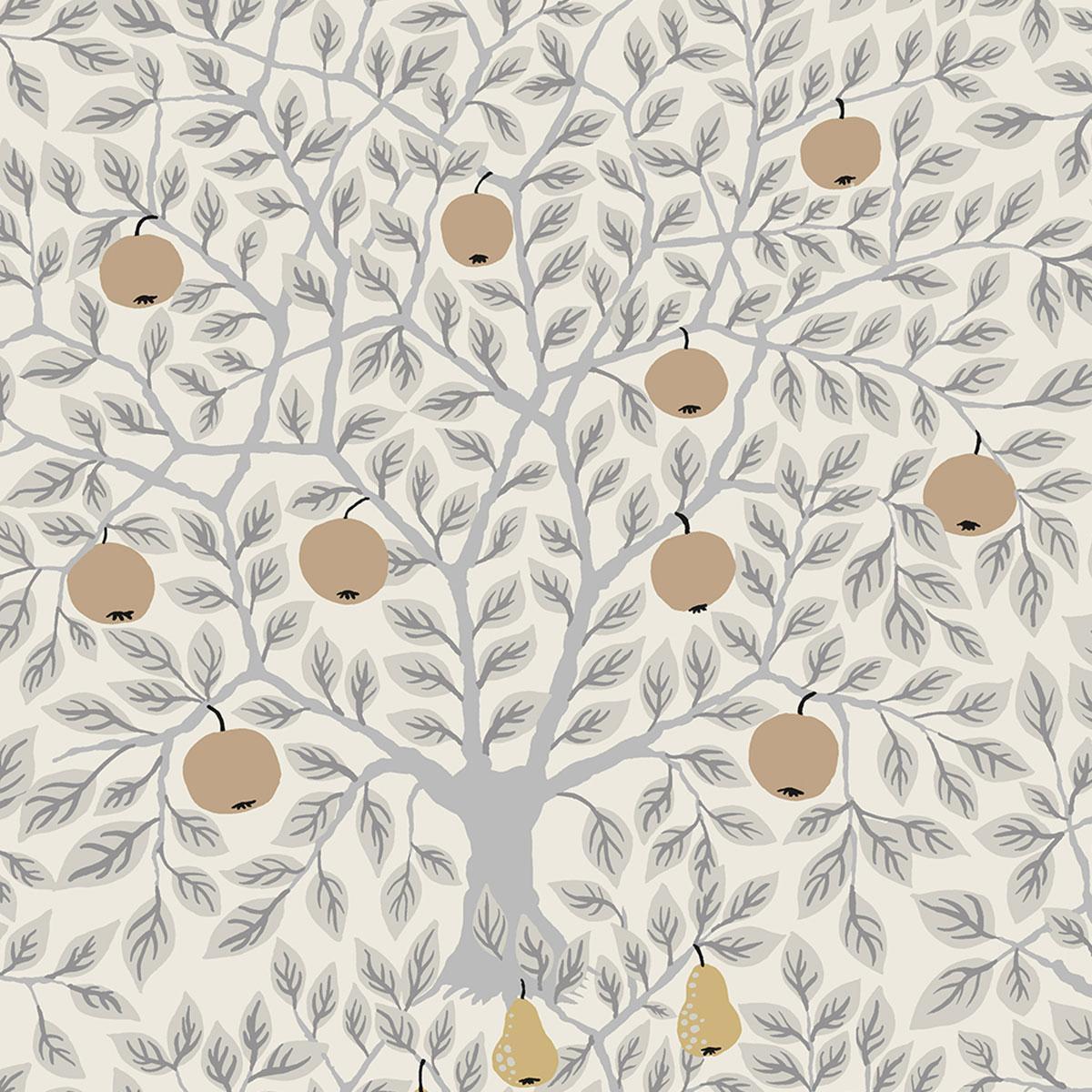 Galerie Apelviken Apple Wallpaper (White/Grey/Gold) (One Size)