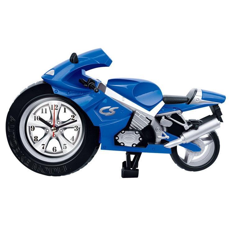 Creative Artistic Motorcycle Alarm Clock Desk Clock Model-Blue