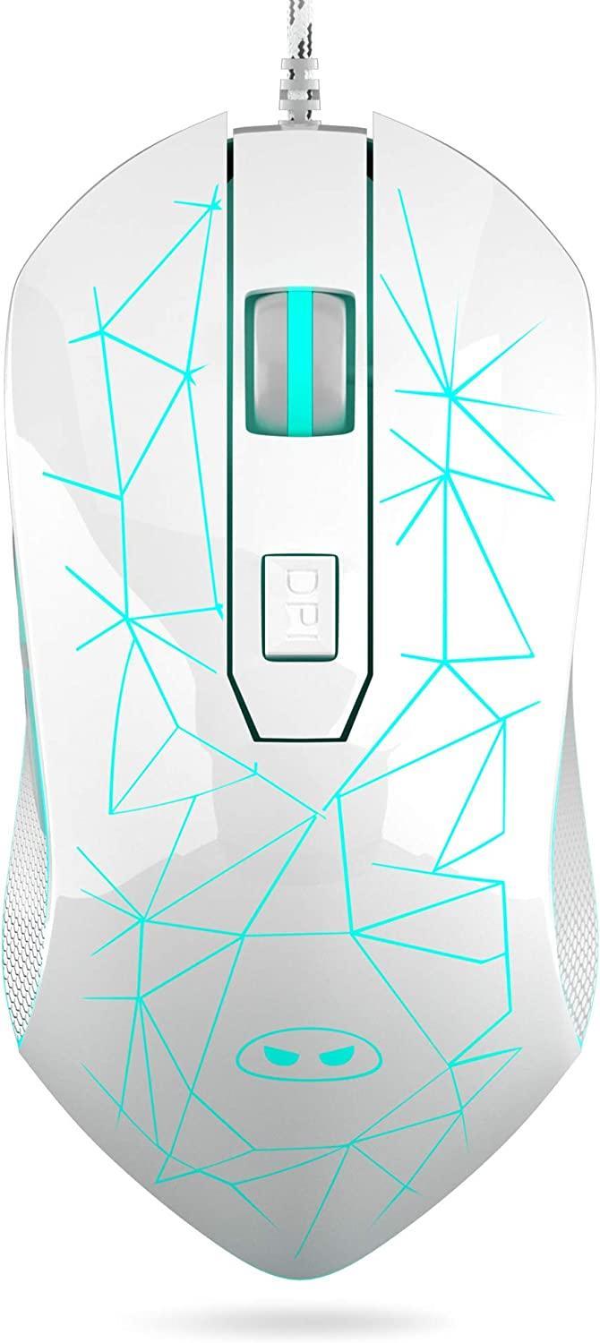 Wired Gaming Mouse for Laptop PC Computer Games & Work- White