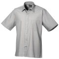 Premier Mens Short Sleeve Formal Poplin Plain Work Shirt (Silver) (19)