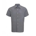 Premier Mens Gingham Short Sleeve Shirt (Black/White) (L)