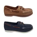 Grosby Adrian Boys Shoe Classic Summer Boat Shoes Lace Up Stitching Detail-Navy-13