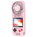 2 in 1 Pocket Game Console Folding Fan USB Mini Color Screen Game Console-Pink