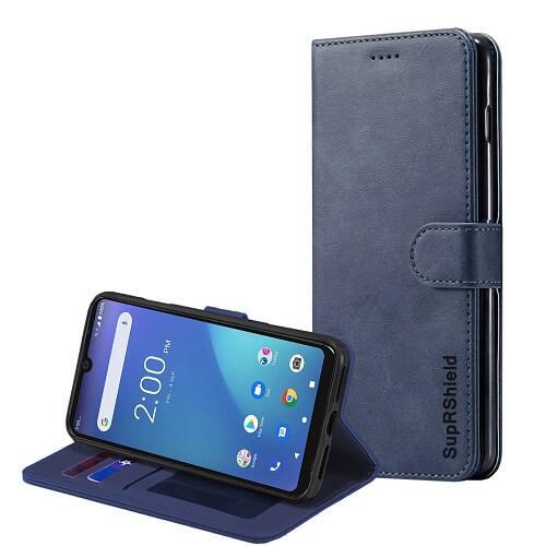 For Telstra Essential Pro 2 Case SupRShield Wallet Leather Flip Magnetic Stand Case Cover (Navy Blue)