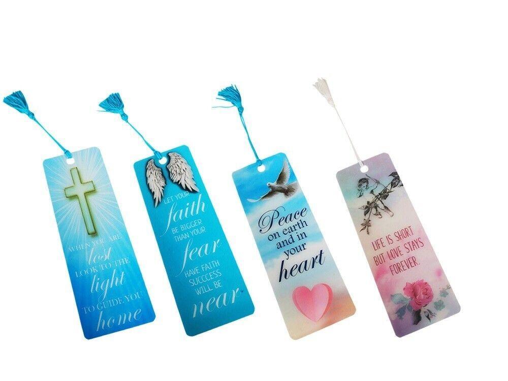 1pc 3D Religious Bookmark Long Tassel Gift Book Hope Peace Faith Love 15cm Pink