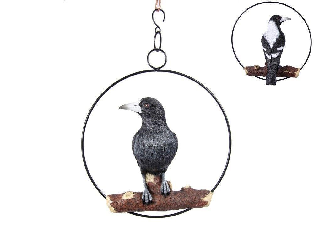 25cm Realistic Magpie In Ring Bird Ornament Statue Figurine Garden Sculpture Gift