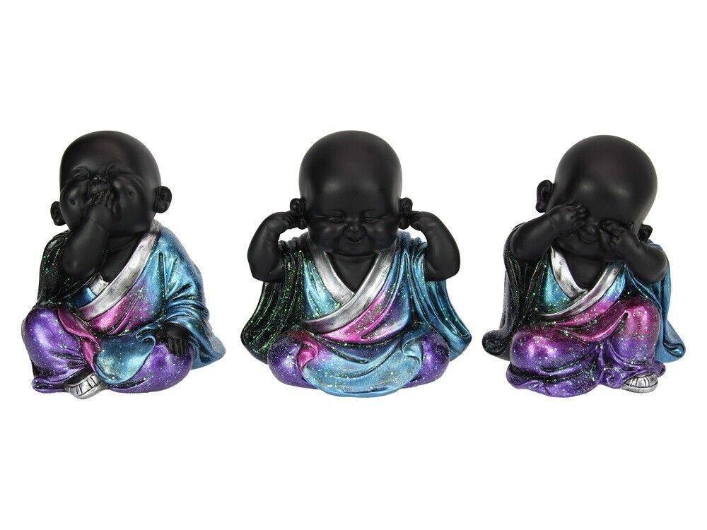 3pcs 15cm Wise Buddha Galaxy Monk Ornament Hear See No Ornament Statue Figurine