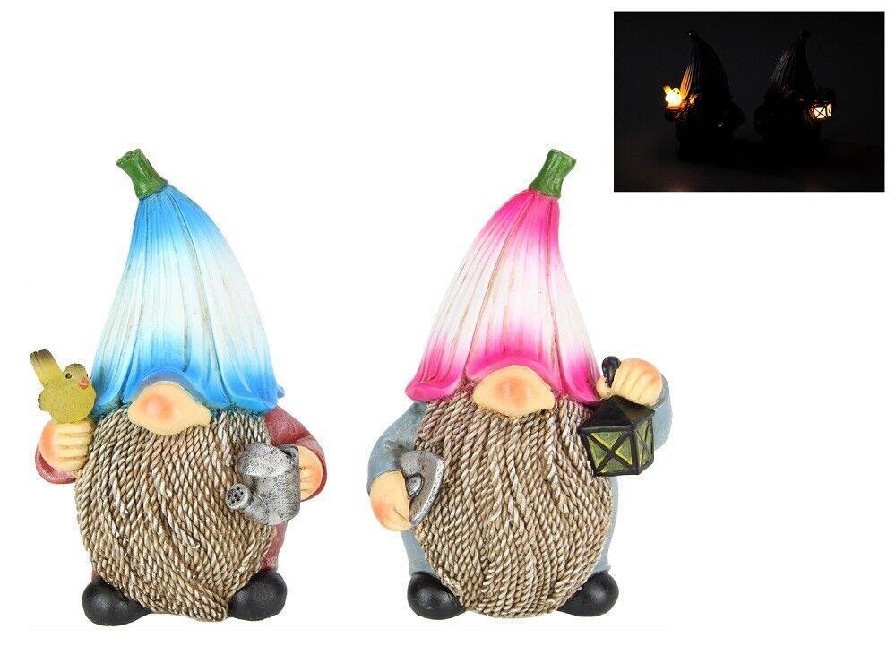 1pc 18cm Flower Gnome Solar Light Up Bird Lantern Ornament Figurine Garden Statue Gift