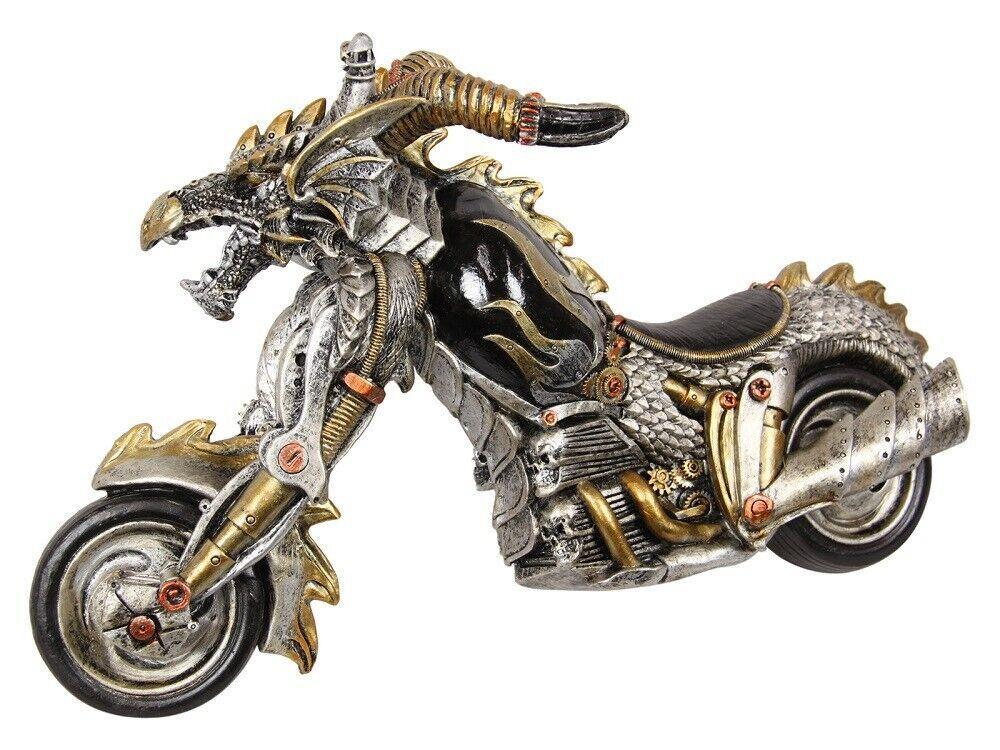 36cm Skull Hell Rider Steampunk Biker Ornament Sculpture Figurine Christmas Gift