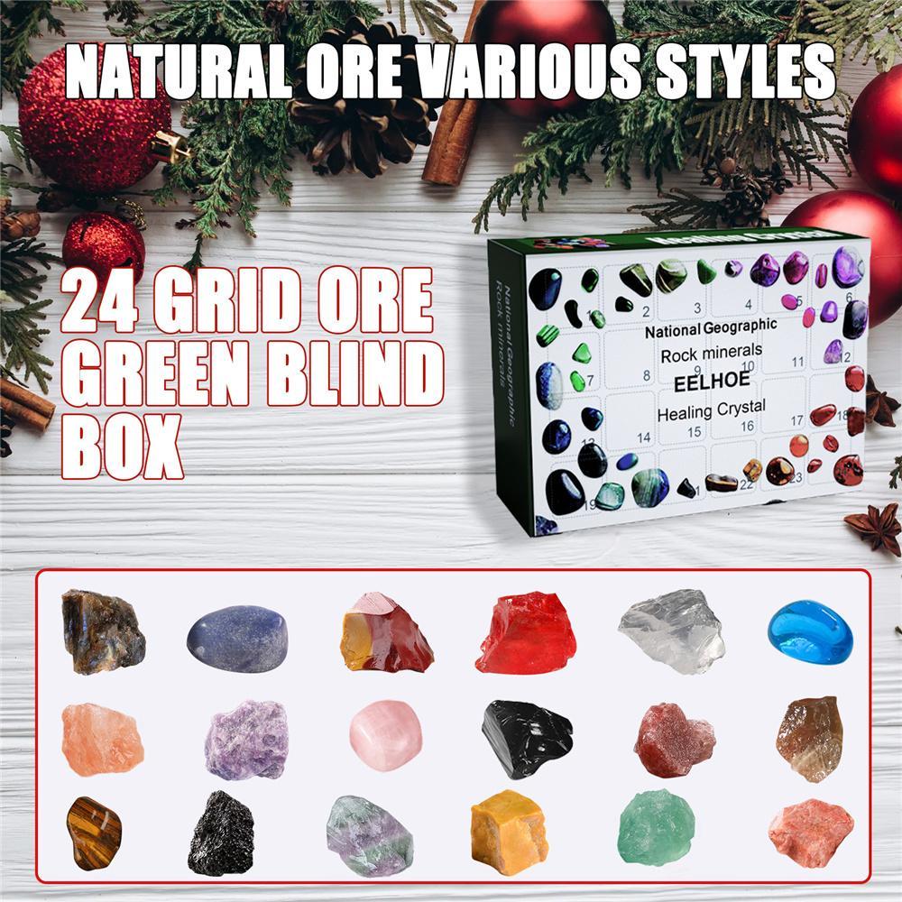 Vicanber Christmas Advent Calendar Blind Box Healing Crystal Stone Kids Xmas Countdown Gifts