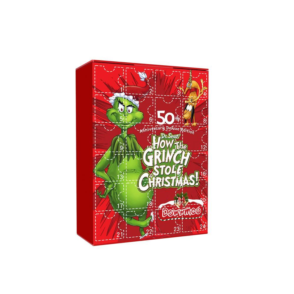 Vicanber Christmas Advent Calendar Blind Box Green Monster Grinch Figures Doll Kids Xmas Countdown Gifts