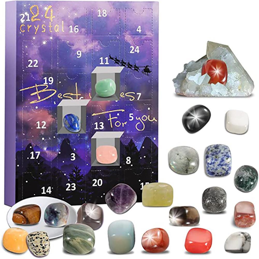 GoodGoods 24 Days Christmas Countdown Advent Calendar Natural Crystal Gemstone Stone Toy Blind Box Gift