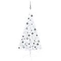 Artificial Half Pre-lit Christmas Tree with Ball Set White 120 cm vidaXL