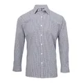 Premier Mens Microcheck Long Sleeve Shirt (Navy/White) (M)