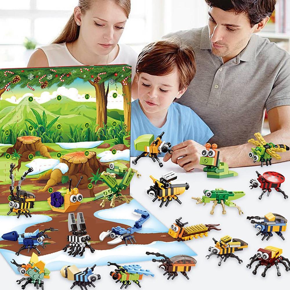 Christmas Advent Calendar Insect Dinosaur Building Blocks Toy Countdown Calendar Xmas Toy-Style 1