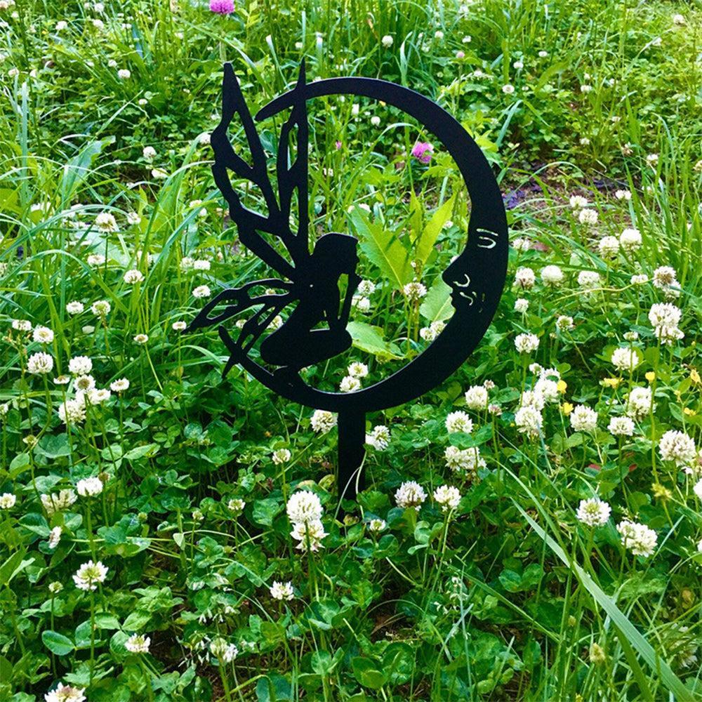Metal Fairy Silhouette Garden Statue Sculpture Yard Stake Home Lawn Ornament-Style 1