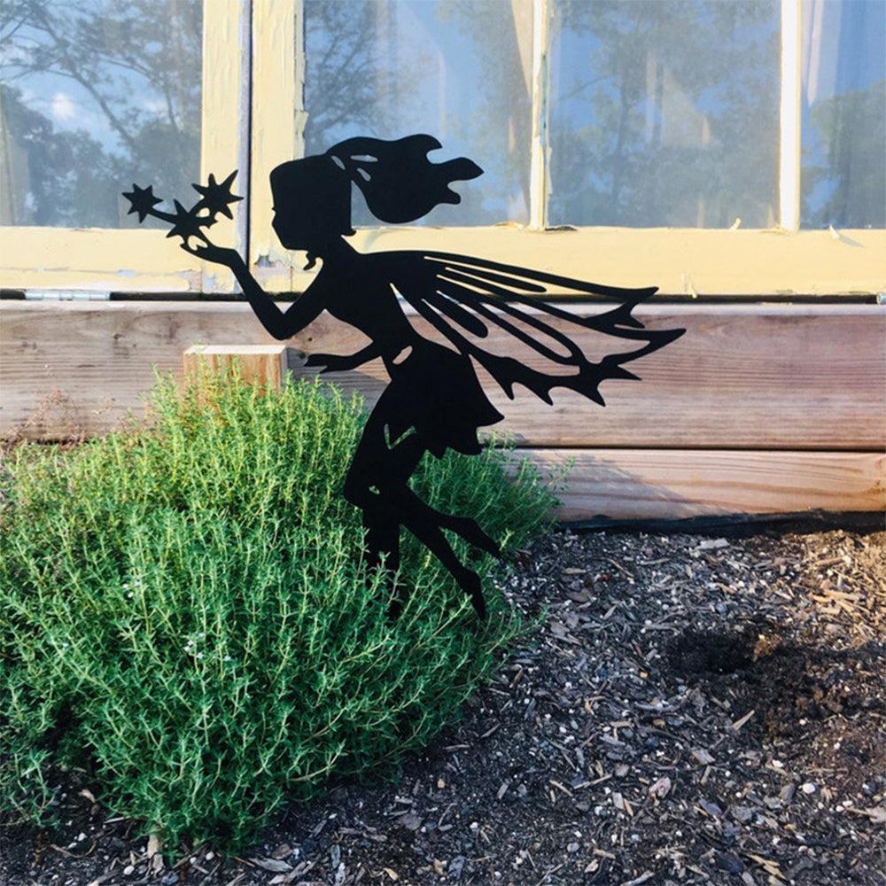 Metal Fairy Silhouette Garden Statue Sculpture Yard Stake Home Lawn Ornament-Style 4