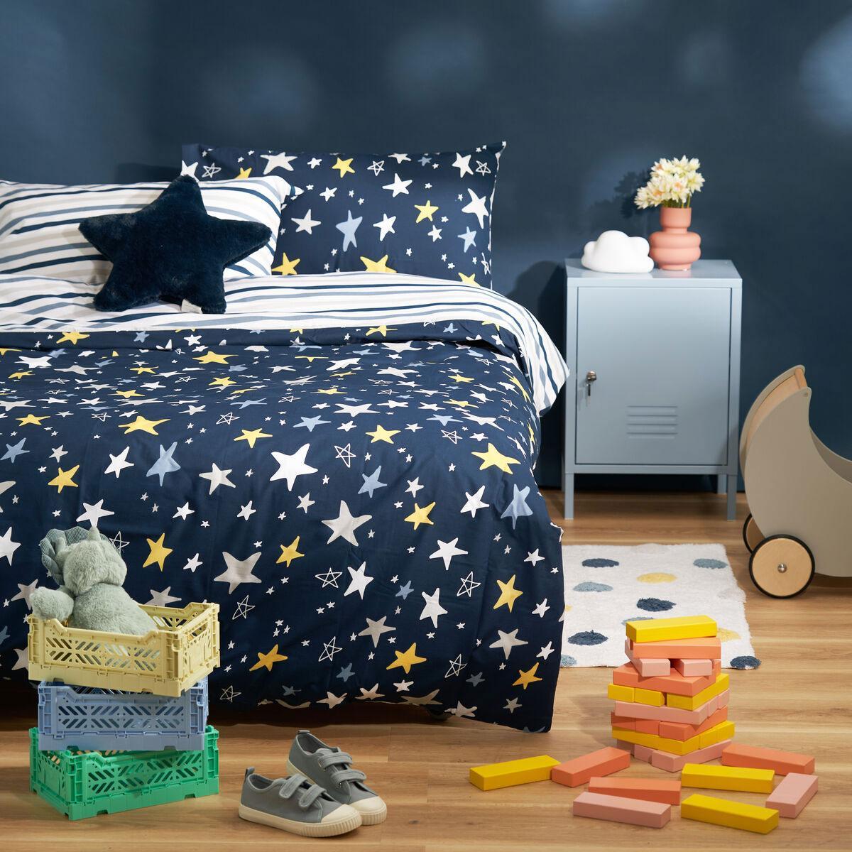 Minikins Starry Night Reversible Polyester Cotton Quilt Cover Set Double