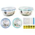2 x 635ML Glass Round Food Container Meal Prep Lunch Kitchen Storage Container