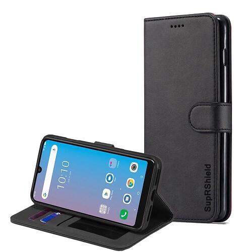 For Telstra Evoke Pro Case SupRShield Wallet Leather Flip Magnetic Stand Case Cover (Black)