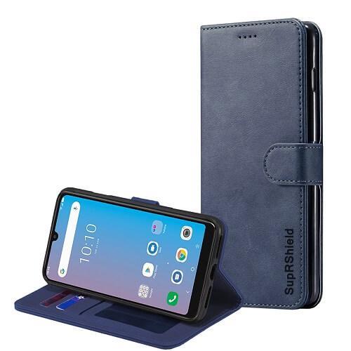 For Telstra Evoke Pro Case SupRShield Wallet Leather Flip Magnetic Stand Case Cover (Navy Blue)