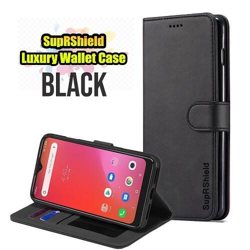 For Telstra Evoke Pro 2 Case SupRShield Wallet Leather Flip Magnetic Stand Case Cover (Black)