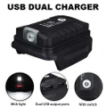 USB Port Mobile Phone Charger Adapter & LED For Makita 18V Li-ion Battery - Black Edition