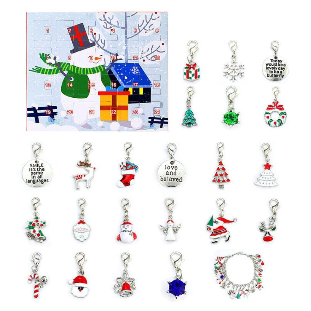 Vicanber Christmas Advent Calendar 24 Days Charms DIY Necklace Bracelet Kit Set Kids Xmas Gift