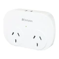 Verbatim Dual USB Surge Protected with Double Adaptor - White 2x USB Charger Outlet, Charge Phone and Tablet, Surge Protection, 2.4A Current Power 66595